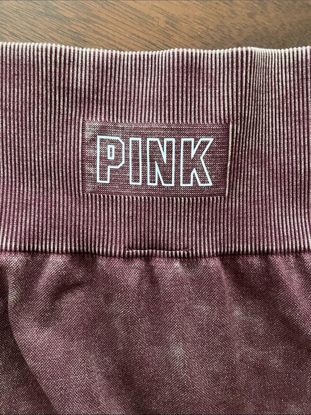 PINK Victoria's Secret Seamless Burgundy Acid Wash Leggings Size Large - Picture 2 of 9